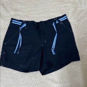 Black Shorts with Blue Stripes